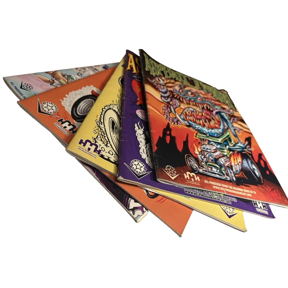 Big Daddy Roths Rat Fink Asphalt Fiends Coloring Books Lot of 5 Hot Rod Art
